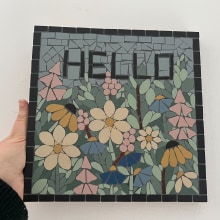 My project for course: Modern Mosaic Art: Make Floral Compositions with Tiles. Arts, Crafts, Furniture Design, Making, Ceramics, Interior Decoration, and DIY project by Hayley John - 01.10.2023