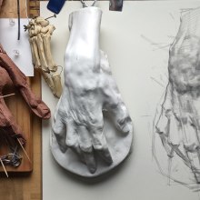 Teaching the Hand online to my Master Class students . Traditional illustration, Music, Sculpture, Pencil Drawing, Drawing, Realistic Drawing, Artistic Drawing, Sketchbook, and Figure Drawing project by Dan Thompson - 01.15.2023