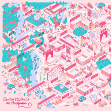 Mapa Isométrico - Centro Histórico de Arequipa. Traditional illustration, Infographics, Drawing, Digital Illustration, and Digital Painting project by Silvana Avilés Cáceres - 01.17.2023