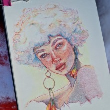 My project for course: Vibrant Portrait Drawing with Colored Pencils. Un proyecto de Dibujo, Dibujo de Retrato, Sketchbook y Dibujo con lápices de colores de Tadsaneepapha Mool-aree - 17.01.2023