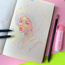 Mi proyecto del curso: Dibujo de retratos llamativos con lápices de colores. Drawing, Portrait Drawing, Sketchbook, and Colored Pencil Drawing project by anacgpolo - 01.14.2023