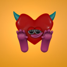 Heart Devil: Playful Creature Design in Cinema 4D Ein Projekt aus dem Bereich 3D und Animierte Illustration von khr5849 - 23.01.2023