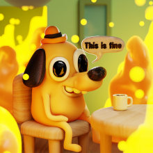 This is Fine. 3D, Stop Motion, Rigging, Character Animation, 3D Animation, 3D Modeling, 3D Character Design, and 3D Design project by Santiago Valencia - 01.24.2023