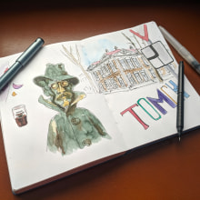 "The City of Tomsk" - My project for course: Artistic Watercolor Sketching. Ilustração tradicional, Esboçado, Criatividade, Desenho, Pintura em aquarela, e Sketchbook projeto de Timofei - 24.01.2023