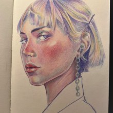 Mi proyecto del curso: Dibujo de retratos llamativos con lápices de colores. Drawing, Portrait Drawing, Sketchbook, and Colored Pencil Drawing project by Montse Notari - 01.30.2023