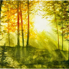 My project for course: Dreamy Watercolor Landscapes: Paint with Light. Traditional illustration, Painting, and Watercolor Painting project by Wendy Coetzee - 02.10.2023