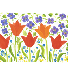 My project in Vibrant Floral Patterns with Watercolors course. Ilustração tradicional, Pattern Design, Pintura em aquarela e Ilustração botânica projeto de Janet Whitmore - 30.10.2021