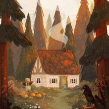 Autumn Cottage. Un proyecto de Ilustración tradicional de Raahat Kaduji - 13.08.2022