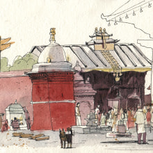 NEPAL - travel sketches. Sketchbook project by eleanor doughty - 03.09.2023