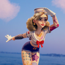 Sailor Pinup. Traditional illustration, 3D, Graphic Design, Sculpture, and 3D Animation project by Harold Tovar - 03.05.2023