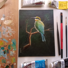 My project for course: Classical Oil Painting for Naturalist Bird Portraiture. Un proyecto de Bellas Artes, Pintura, Pintura al óleo e Ilustración naturalista				 de tesssammut - 10.03.2023