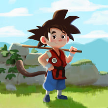 Goku painting Day and Night. Traditional illustration, and Character Design project by Diana Hernandez - 04.15.2021