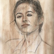 Portrait study in charcoal, sanguine, and white chalk. Un proyecto de Dibujo, Dibujo de Retrato, Dibujo realista y Dibujo artístico de Florian Clemente - 21.03.2023