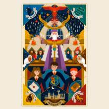 Cartel de Hogwarts – Saga de Harry Potter. Un proyecto de Diseño, Ilustración tradicional, Dirección de arte y Diseño gráfico de Rebombo estudio - 01.02.2023
