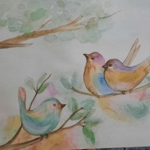Passaros em aquarela . Design, Traditional illustration, Animation, Drawing, and Watercolor Painting project by Lourdes Ludgero - 03.21.2023