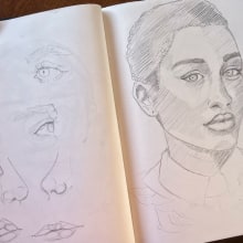 Mi proyecto del curso: Cuaderno de retratos a línea con grafito. Fine Arts, Sketching, Drawing, Portrait Drawing, and Sketchbook project by Rolando Díaz Saavedra - 04.12.2023