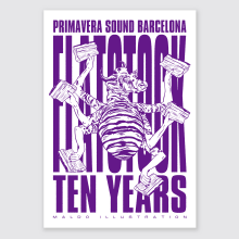 FLATSTOCK / 10 years at Primavera Sound / Demo Print. Design, Traditional illustration, and Poster Design project by Maldo illustration - 04.25.2023