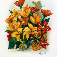 Mi proyecto del curso: Ilustración floral con gouache. Ilustração digital, Ilustração botânica, e Pintura guache projeto de Alba Acosta - 29.04.2023