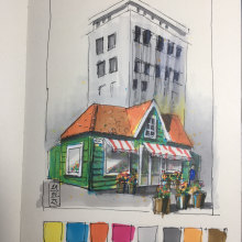 My project for course: Expressive Architectural Sketching with Colored Markers. Sketching, Drawing, Architectural Illustration, Sketchbook & Ink Illustration project by Bård Kjersem - 05.01.2023