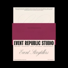 Event Republic Studio - Branding. Design, Art Direction, Br, ing, Identit, Editorial Design, Events, Graphic Design, Packaging, T, pograph, Creativit, Logo Design, T, pograph, and Design project by Caroline Carrillo - 05.04.2023