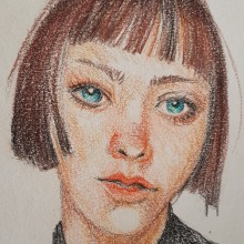 Mon projet du cours : Dessin de portraits expressifs aux crayons de couleur . Drawing, Portrait Drawing, Sketchbook, and Colored Pencil Drawing project by Catherine DI GIORGIO - 05.05.2023