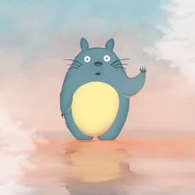 Guardian of dreams Totoro. Ilustração tradicional e Ilustração digital projeto de kingaa.osinskaa - 14.03.2023