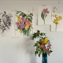Spring bouquet in the studio. Un projet de Peinture, Esquisse , Peinture acr , et lique de Sonal Nathwani - 11.05.2023