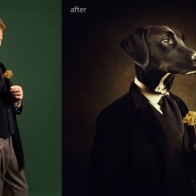 Vintage Dog Photomanipulation. Colagem, Correção de cor, e Fotomontagem projeto de Natalie Maksimenko - 10.05.2023