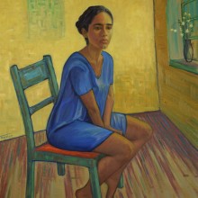 Bárbara Sitting on Chair. Un proyecto de Pintura, Ilustración de retrato y Pintura al óleo de Florian Clemente - 24.01.2023