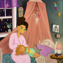 "Strong like Mom" book illustrations. Un proyecto de Diseño, Ilustración tradicional, Creatividad, Ilustración infantil y Literatura infantil						 de Amber Waters - 21.05.2023