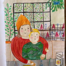 My project for course: Playful Illustration with Watercolor & Colored Pencils. Traditional illustration, Painting, Watercolor Painting, Portrait Illustration, Portrait Drawing, and Colored Pencil Drawing project by m.radzinska - 05.24.2023
