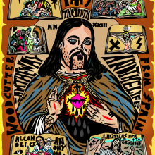 I am the way,the truth, and the life. John 14:6. Ilustração tradicional e Ilustração digital projeto de woodcutter Manero - 25.05.2023