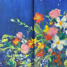 My project for course: Expressive Floral Painting with Acrylic Paint. Un proyecto de Bellas Artes, Pintura, Pintura acrílica e Ilustración botánica de charly_ - 28.05.2023