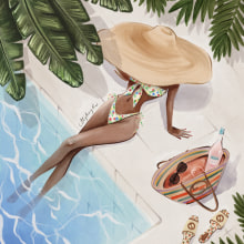 GUCCI SUMMER STORIES & DELOLA. Traditional illustration, Fashion, Fashion Design, Digital Illustration, Stor, telling, Textile Illustration, Digital Drawing, Editorial Illustration, Lifest, and le project by Stephany Reyes I. - 05.29.2023