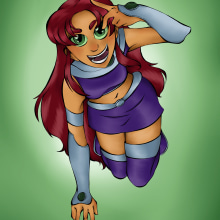 STARFIRE - Teen Titans. Traditional illustration, Character Design, and Digital Illustration project by Paula Aneas García - 11.06.2022