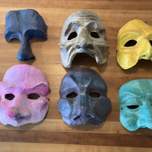 Set of Six Commedia Dell'Arte half masks. Paper Craft project by Ted Nolan - 06.04.2023