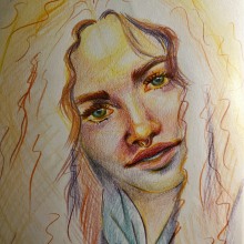 Mein Abschlussprojekt für den Kurs: Lebendiges Porträtzeichnen mit Buntstiften. Drawing, Portrait Drawing, Sketchbook, and Colored Pencil Drawing project by Sabrina Wohlfeil - 06.11.2023