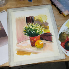 My Final Project - Gouache #5 - Still Life with Grapefruit. Fine Arts, Painting, Color Theor, and Gouache Painting project by Robin Lambright - 05.20.2023