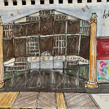 Abandoned Casino Building: Asbury Park Boardwalk, New Jersey . Esboçado, Desenho, Ilustração arquitetônica, Sketchbook e Ilustração com tinta projeto de Larry - 08.05.2023