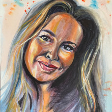 My project for course: Artistic Portrait with Watercolors. Un proyecto de Bellas Artes, Pintura, Pintura a la acuarela, Ilustración de retrato y Dibujo de Retrato de Pernille Dysthe - 24.06.2023