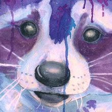 Purple Painted Raccoon. Un proyecto de Ilustración tradicional, Dibujo y Pintura a la acuarela de Ari Brooks - 29.06.2023