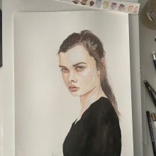 My project for course: Watercolor Portrait from a Photo. Traditional illustration, Watercolor Painting, Portrait Illustration, and Portrait Drawing project by Hela Burkhardt - 06.27.2023