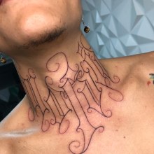 Meu projeto do curso: Lettering para tatuagem. Un projet de Calligraphie, Lettering , et Conception de tatouage de Mila Tattoo Artist - 30.06.2023