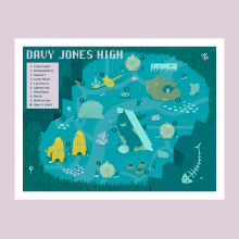 Davy Jones High: A Fantasy Gameplay Map. Un proyecto de Ilustración tradicional, Ilustración digital e Ilustración editorial de jonandrew - 23.06.2023