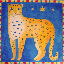 My project for course: LEOPARD and STARS. Traditional illustration, Sketching, Creativit, Artistic Drawing, and Gouache Painting project by le_benes - 07.10.2023