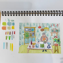Finding drawing style - sketchbook practice and final drawing.. Traditional illustration, Sketching, Creativit, Drawing, Watercolor Painting, Sketchbook, and Gouache Painting project by esmereldasunset - 07.11.2023