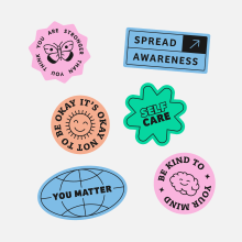 Mental Health Stickers. Un proyecto de Ilustración tradicional, Motion Graphics, Animación, Diseño de personajes y Diseño para Redes Sociales de Oscar Holcroft - 11.07.2023
