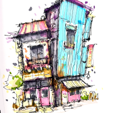My project for course: Expressive Architectural Sketching with Colored Markers. Esboçado, Desenho, Ilustração arquitetônica, Sketchbook e Ilustração com tinta projeto de 2trkgfyknj - 17.07.2023