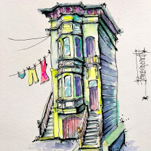 My project for course: Expressive Architectural Sketching with Colored Markers. Sketching, Drawing, Architectural Illustration, Sketchbook & Ink Illustration project by Francis Pretorius - 08.17.2022