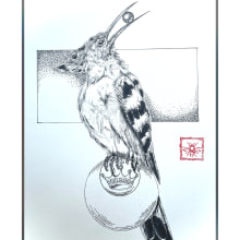 My project for course: Realistic Illustration of Birds with Imaginative Elements. Un proyecto de Dibujo a lápiz, Dibujo, Ilustración con tinta e Ilustración naturalista				 de Sabine Nimz - 22.07.2023
